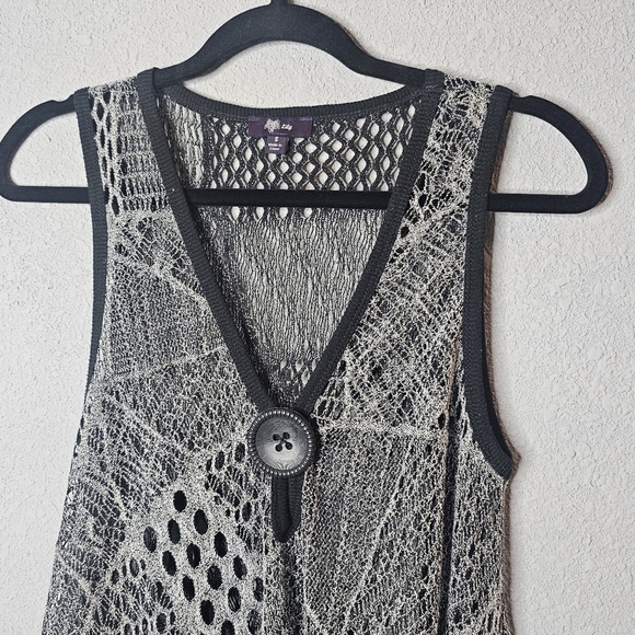 Lily Crochet Knit Button Top Women S Small Y2K Whimsigoth Fairy Grunge Black - Picture 2 of 7